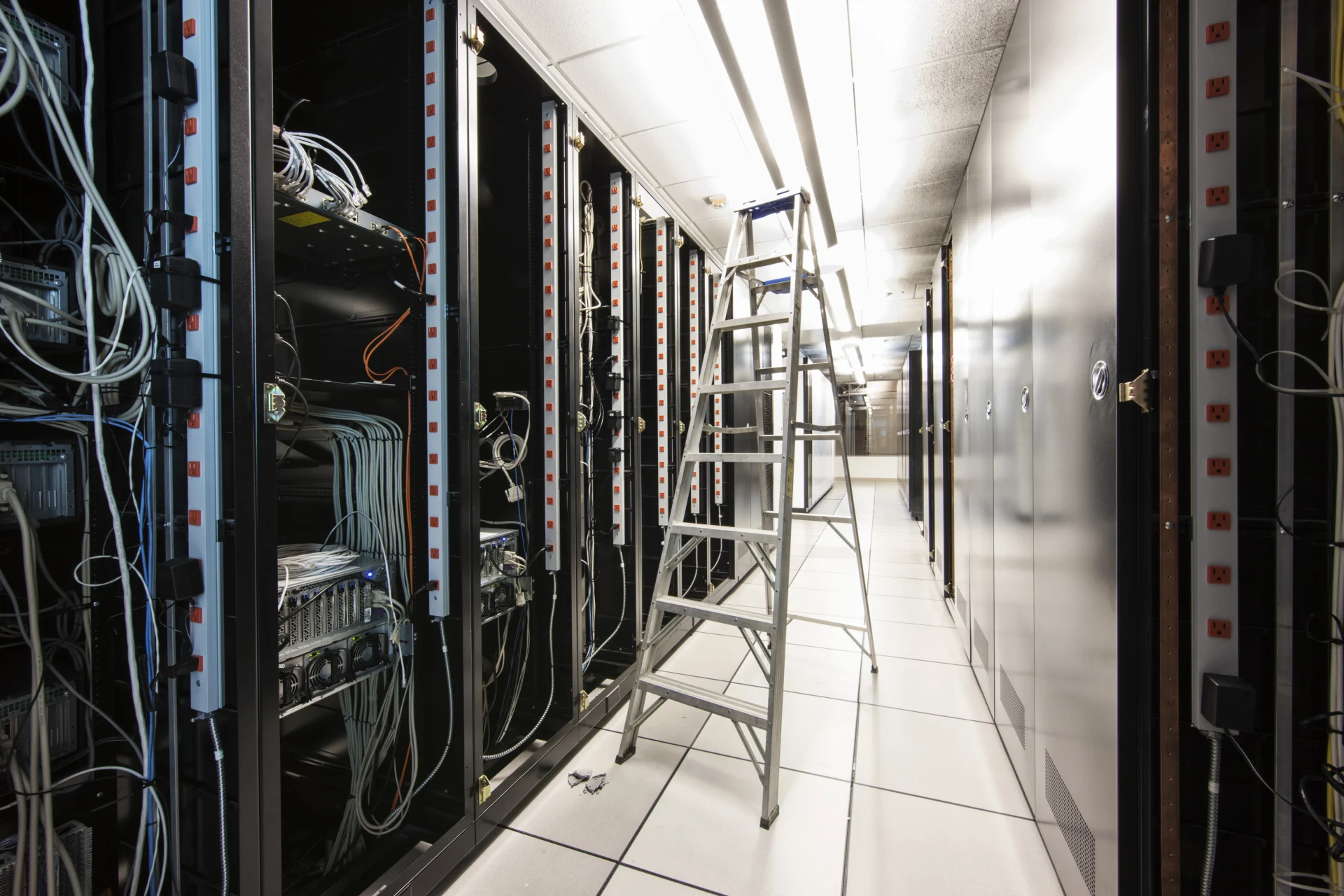 Closeup of wiring systems in computer server room 2025 04 03 23 29 15 utc